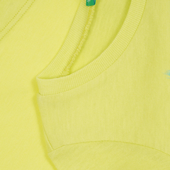 Памучна тениска с щампа на French Bulldog, жълта Benetton 268651 3