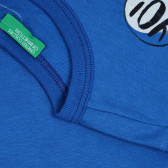 Памучна тениска с графичен принт, синя Benetton 268655 3