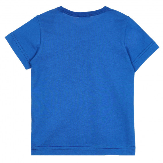 Памучна тениска с графичен принт, синя Benetton 268656 4