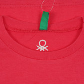 Памучна тениска, червена Benetton 268662 3