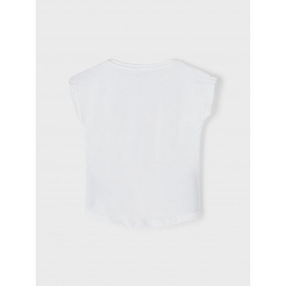 Тениска от органичен памук с щампа и надписи, бяла Name it 269515 2