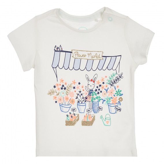 Памучна тениска за бебе с флорална щампа Cool club 270583 