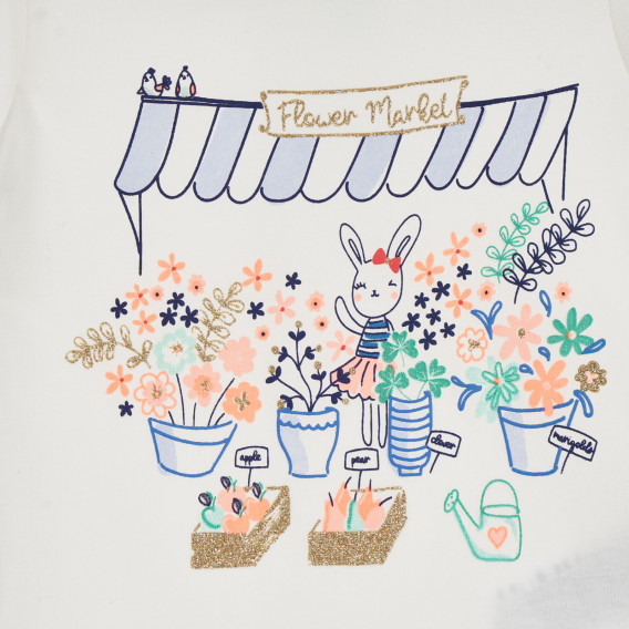 Памучна тениска за бебе с флорална щампа Cool club 270584 2