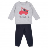Памучна пижама с щампа на пожарникарска кола за бебе, многоцветна Cool club 271061 