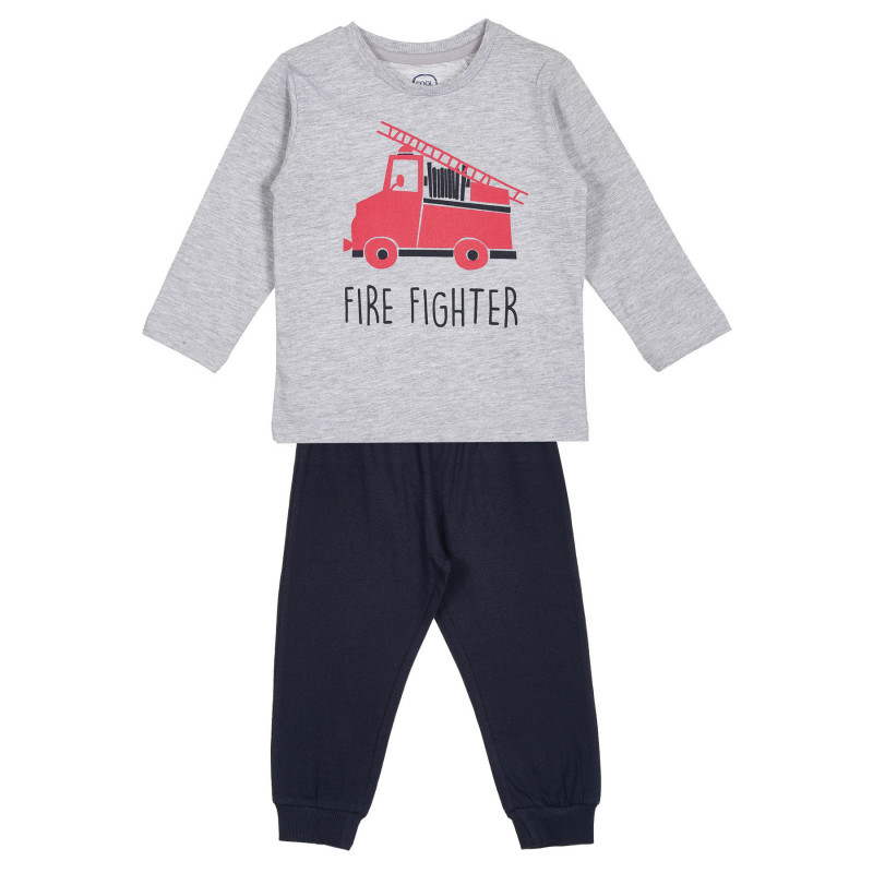 Памучна пижама с щампа на пожарникарска кола за бебе, многоцветна  271061