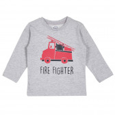 Памучна пижама с щампа на пожарникарска кола за бебе, многоцветна Cool club 271062 2