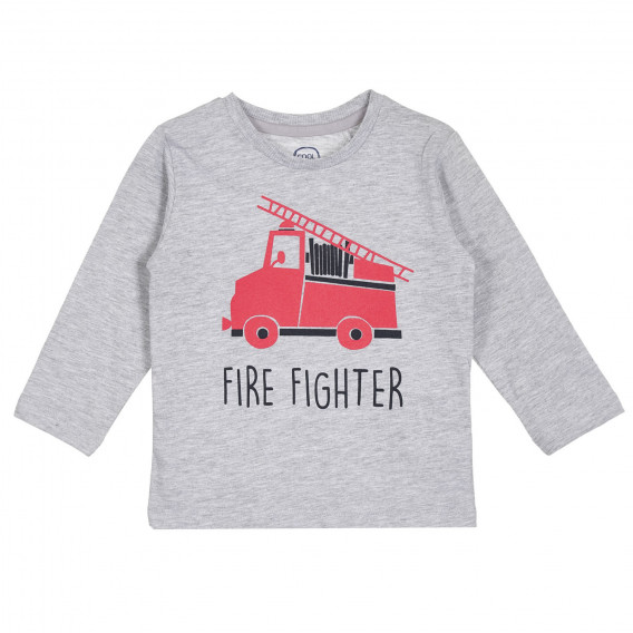 Памучна пижама с щампа на пожарникарска кола за бебе, многоцветна Cool club 271062 2