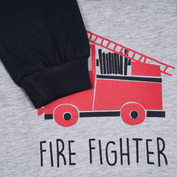 Памучна пижама с щампа на пожарникарска кола за бебе, многоцветна Cool club 271063 3