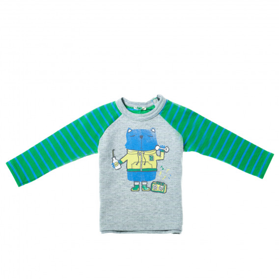 Блуза с дълъг ръкав и весела апликация за бебе момче Benetton 27116 