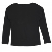 Памучна блуза с апликация от пайети и брокат, черна Cool club 271436 4