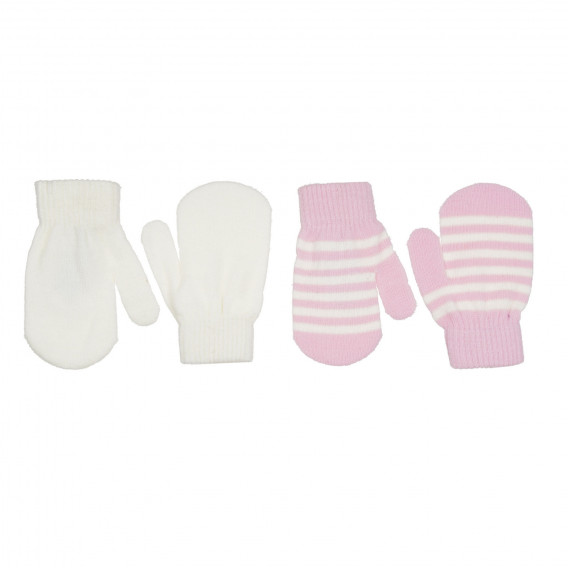Комплект от два броя ръкавици за бебе в бяло и розово Cool club 271617 