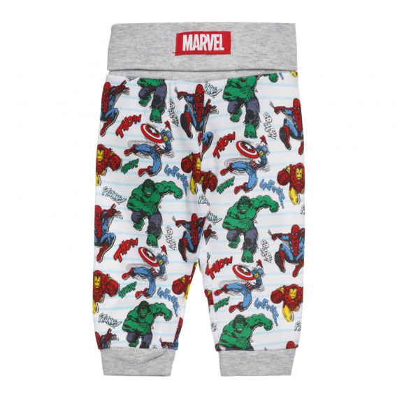Памучен панталон за бебе с принт на Marvel, сив Cool club 271926 