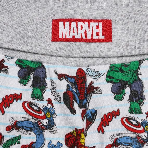 Памучен панталон за бебе с принт на Marvel, сив Cool club 271927 2
