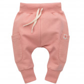 Памучен панталон с пришита апликация на сърце за бебе, розов Pinokio 272981 