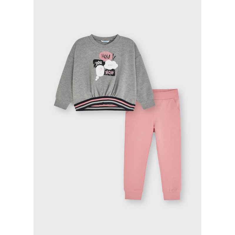 Комплект суитшърт и панталон в розово и сиво  273025