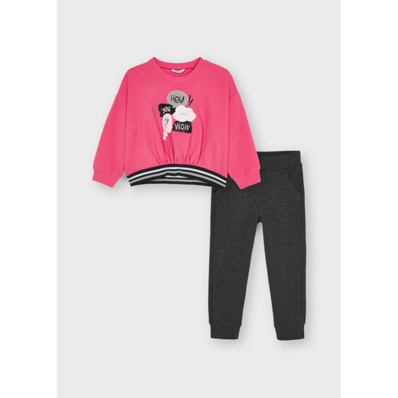 Комплект суитшърт и панталон в розово и тъмносиво  273048