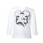 Памучна блуза с дълъг ръкав и апликация със светещи в тъмното елементи за момче Benetton 27313 