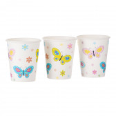 Картонени чаши 250мл 8 броя - "Classic & Fashion" - Butterflies with Flowers UNICART 274877 2