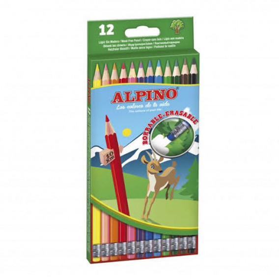 Моливи с гумички, 12 цвята Alpino 275347 