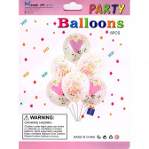 Комплект от 6 балона с конфети в розово за новородено момиче Ikonka 275543 2