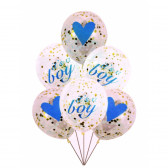 Комплект от 6 балона с конфети в синьо за новородено момче Ikonka 275550 