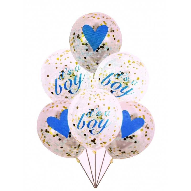 Комплект от 6 балона с конфети в синьо за новородено момче  275550