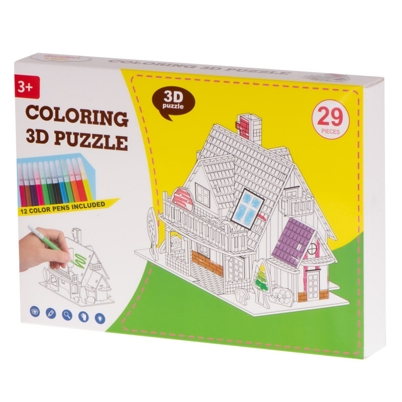 3D пъзел за оцветяване - Къща, 29 части  275582