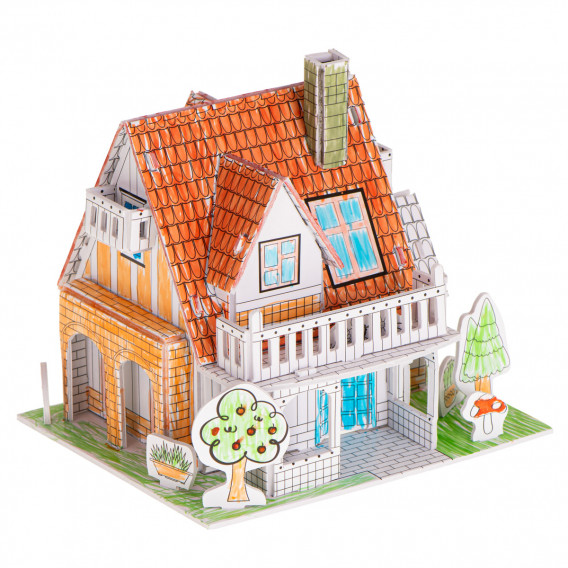 3D пъзел за оцветяване - Къща, 29 части Ikonka 275583 2