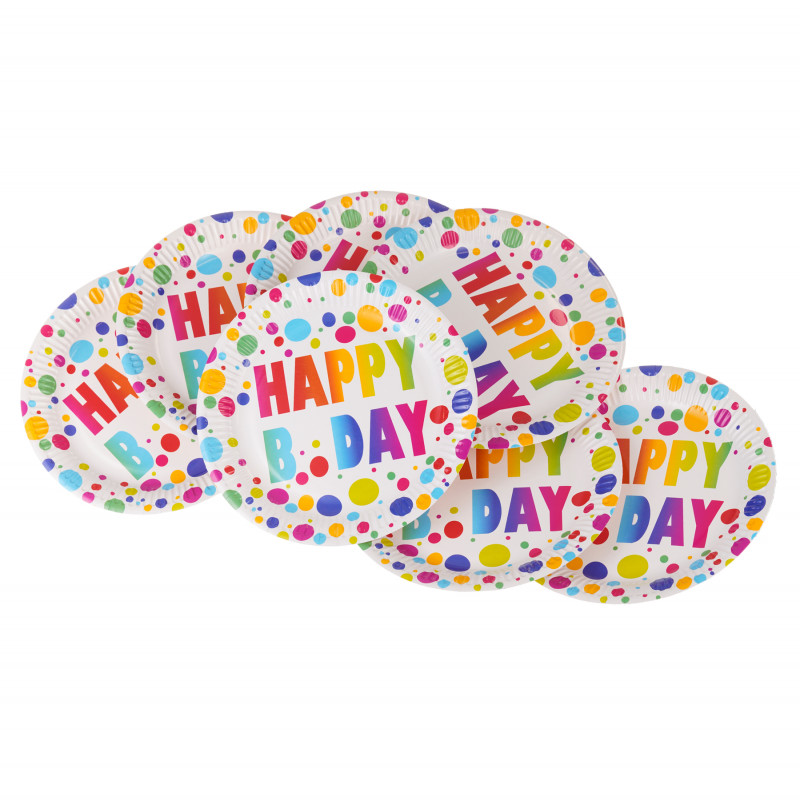Картонени чинии 8 бр. "Happy Birthday" - Happy Birthday Lollipops, 22.7 см.  275685