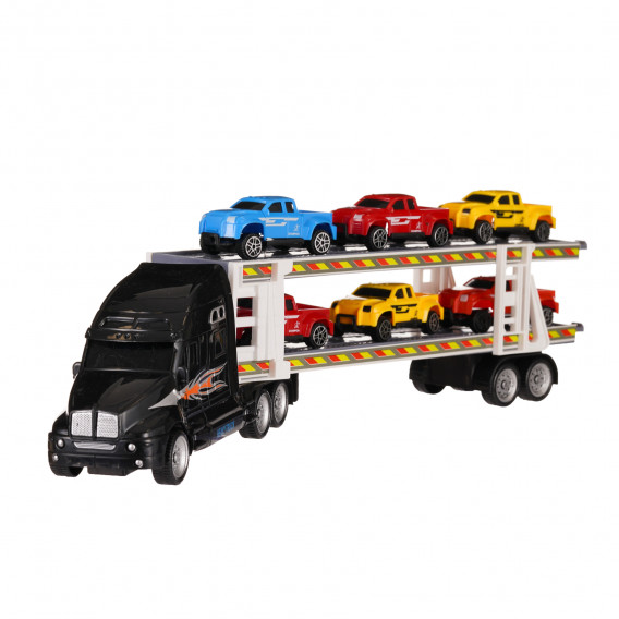 Автовоз с включени 6 броя колички, черен, 39 см Dino Toys 275805 