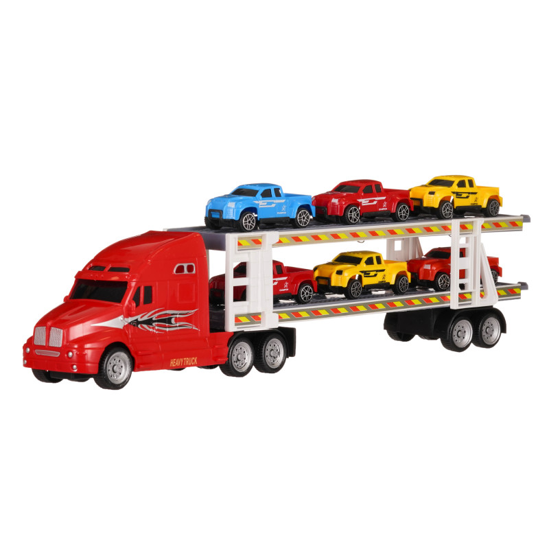 Автовоз с включени 6 броя колички, червен 39 см  275813