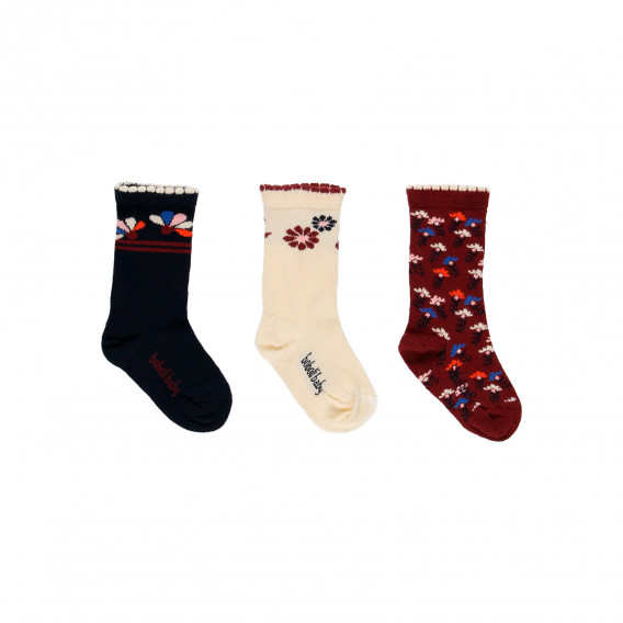 Комплект от три чифта чорапи с флорални мотиви Boboli 276872 