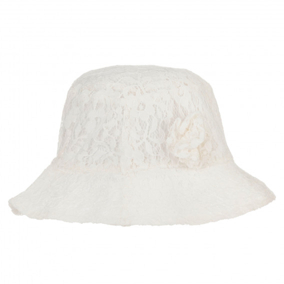 Дантелена шапка с цвете, бяла Cool club 277053 