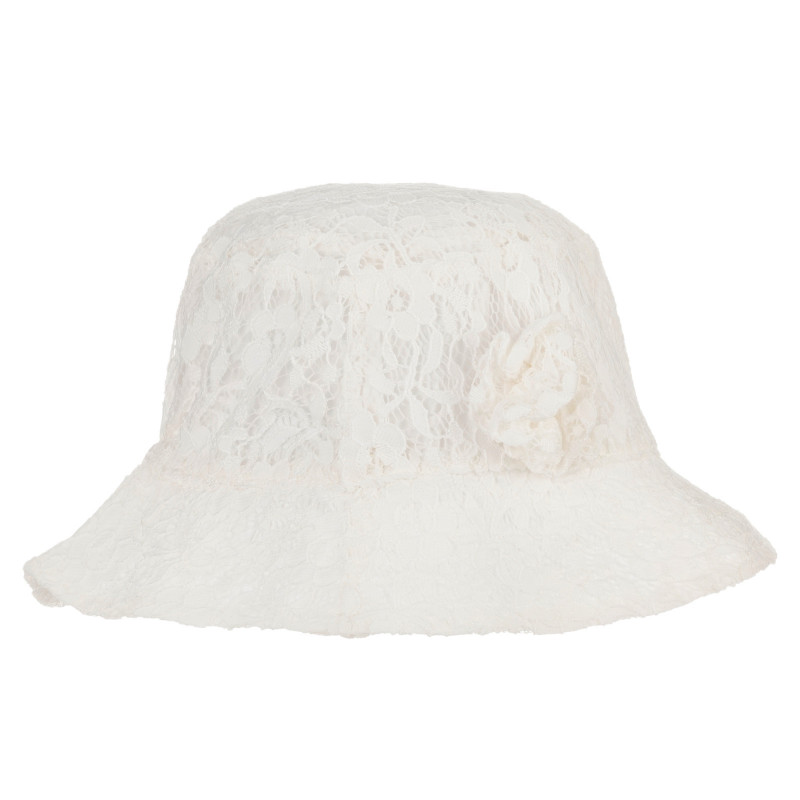 Дантелена шапка с цвете, бяла  277053