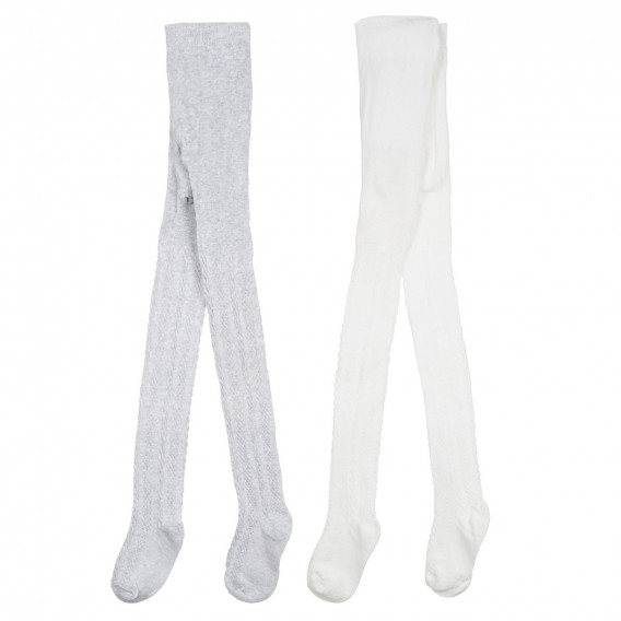 Комплетк от два чорапогащника с фигурална плетка за бебе, сиво и бяло Cool club 277163 