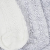 Комплетк от два чорапогащника с фигурална плетка за бебе, сиво и бяло Cool club 277165 3