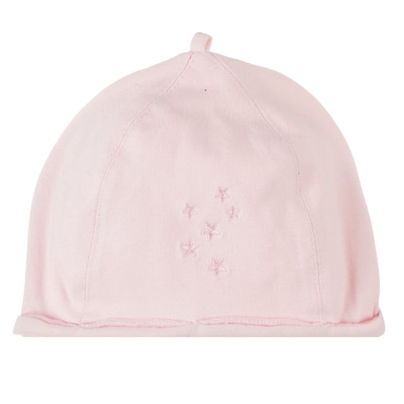 Памучна шапка за бебе с бродирани звезди, розова  277213