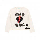 Памучна блуза с брокатен надпис, бяла Boboli 277592 