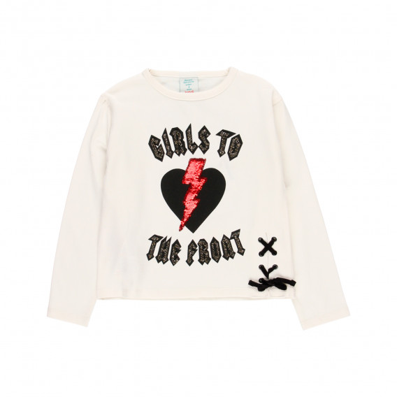 Памучна блуза с брокатен надпис, бяла Boboli 277592 