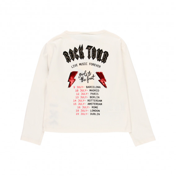 Памучна блуза с брокатен надпис, бяла Boboli 277593 2