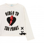 Памучна блуза с брокатен надпис, бяла Boboli 277594 3