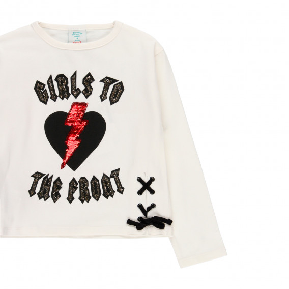 Памучна блуза с брокатен надпис, бяла Boboli 277594 3