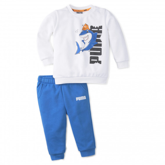 Спортен комплект суитшърт и панталон в бяло и синьо Puma 278623 
