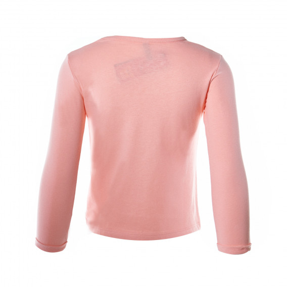 Блуза за момиче с розово коте и брокатен надпис  Benetton 27927 2