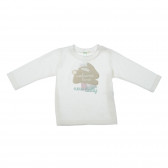 Бяла блуза с дълъг ръкав за бебе  и апликация на заек Benetton 27935 