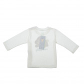 Бяла блуза с дълъг ръкав за бебе  и апликация на заек Benetton 27936 2