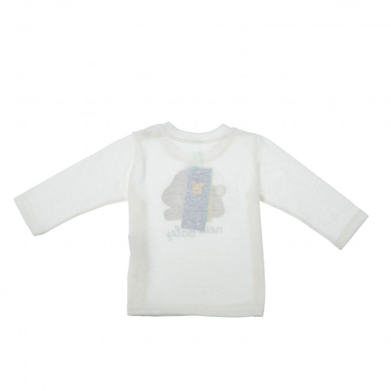 Бяла блуза с дълъг ръкав за бебе  и апликация на заек Benetton 27936 2