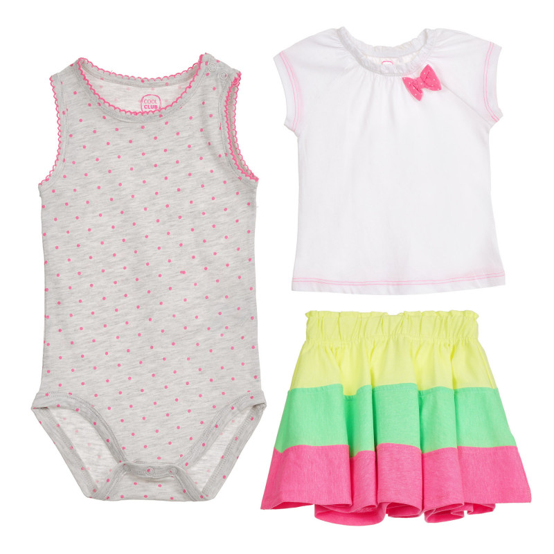Комплект от боди, тениска и пола за бебе  279803