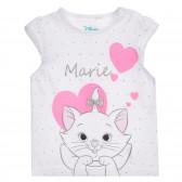 Памучна тениска с щампа на коте Marie за бебе Cool club 279896 