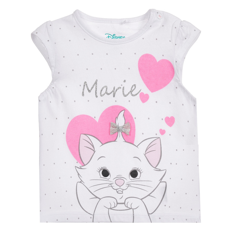 Памучна тениска с щампа на коте Marie за бебе  279896